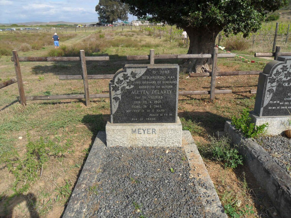 MEYER Aletta Delarey nee DE VILLIERS 1901-1962