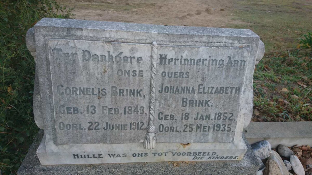 BRINK Cornelis 1843-1912 &amp; Johanna Elizabeth 1852-1935