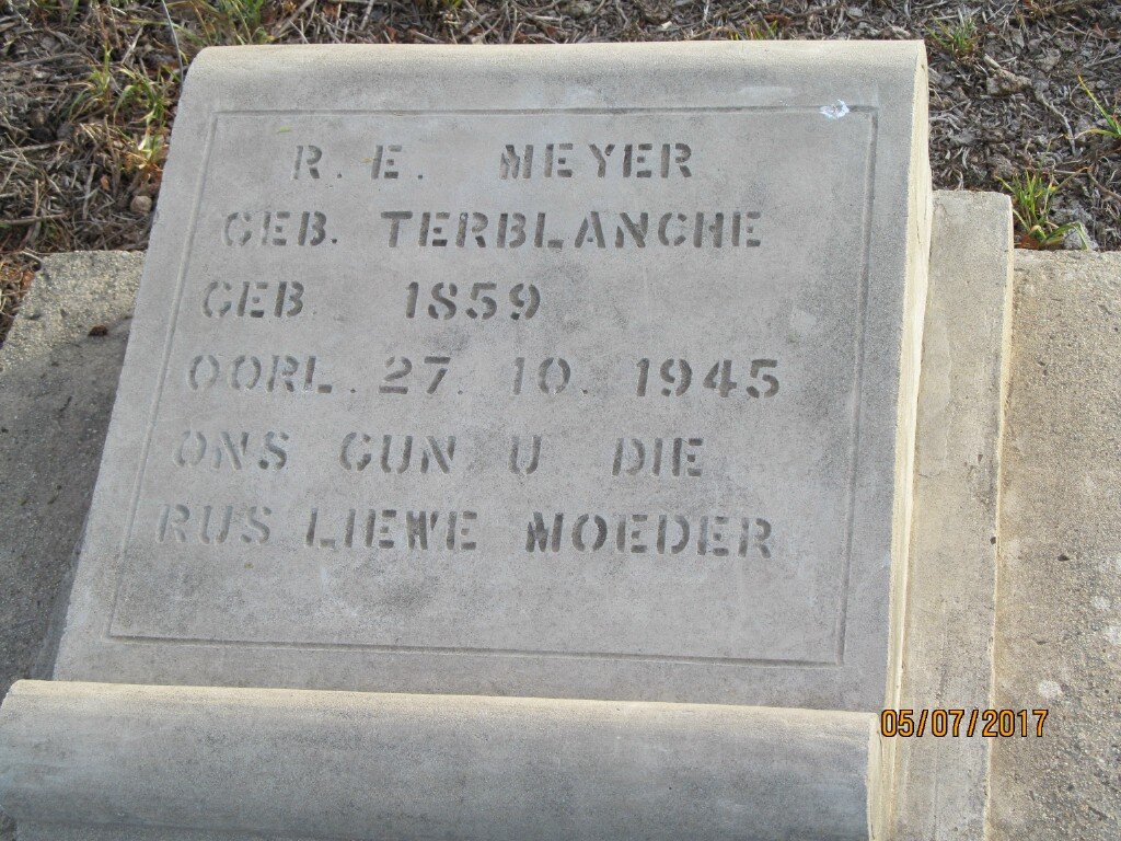 MEYER R.E. nee TERBLANCHE 1859-1945