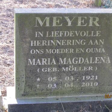MEYER Maria Magdalena nee MOLLER 1921-2010