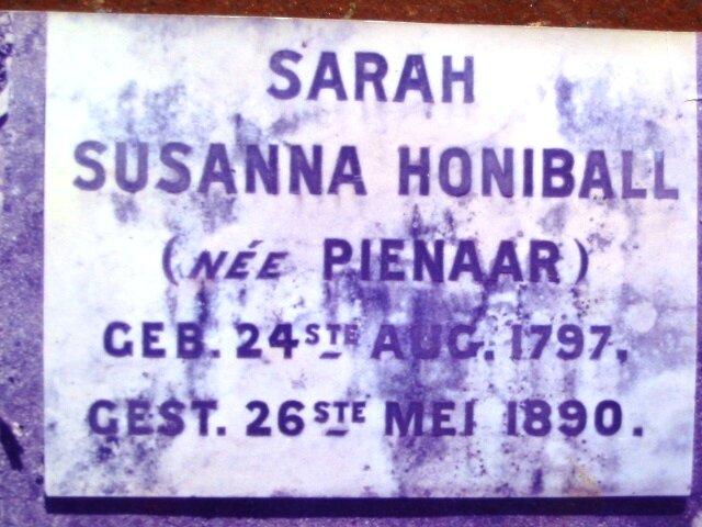 HONIBALL Sarah Susanna nee PIENAAR 1797-1890