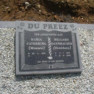 PREEZ Helgard Dannhauser, du 1923-2002 &amp; Maria Catherina 1921-