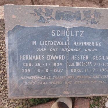 SCHOLTZ Hermanus Edward 1894-1937 & Hester Cecilia BOSHOFF 1894-1952