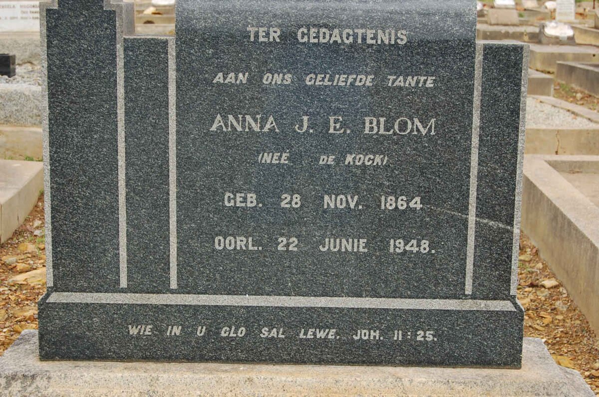 BLOM Anna J.E. nee DE KOCK 1864-1948