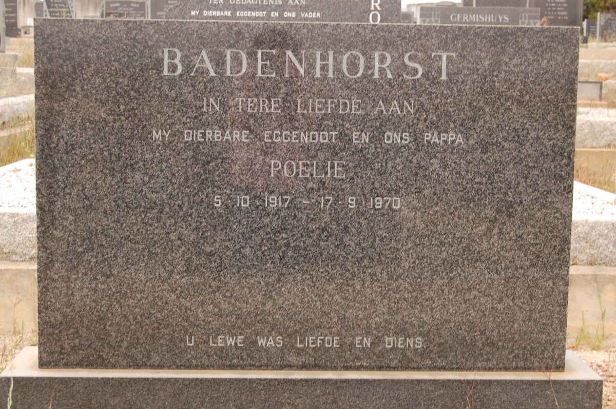 BADENHORST Poelie 1917-1970