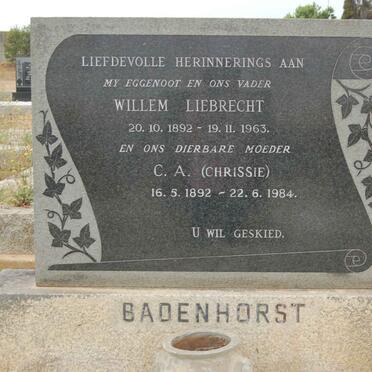 BADENHORST Willem Liebrecht 1892-1963 &amp; C.A. 1892-1984