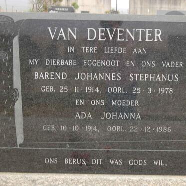 DEVENTER Barend Johannes Stephanus, van 1914-1978 &amp; Ada Johanna 1914-1986