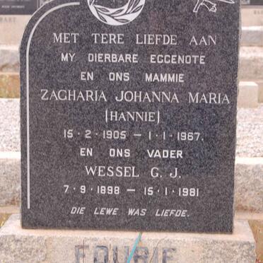 FOURIE Wessel G.J. 1898-1981 &amp; Zagharia Johanna Maria 1905-1967