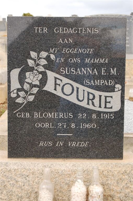 FOURIE Susanna E.M. nee BLOMERUS 1915-1960