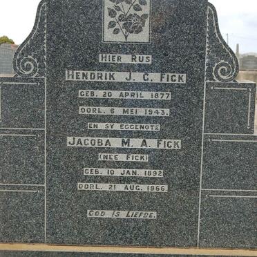FICK Hendrik J.C. 1877-1943 &amp; Jacoba M.A. FICK 1892-1966