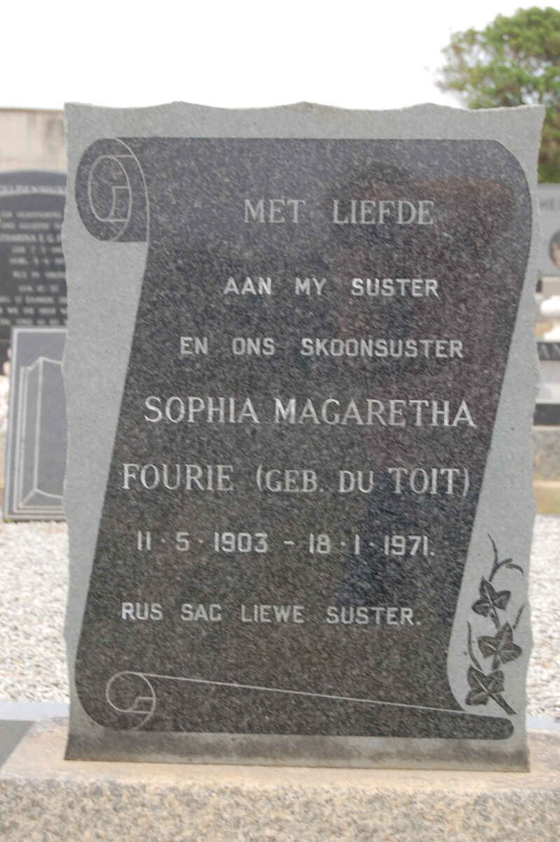 FOURIE Sophia Magaretha nee DU TOIT 1903-1971