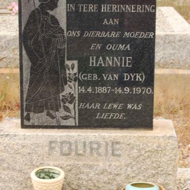 FOURIE Hannie nee VAN DYK 1887-1970