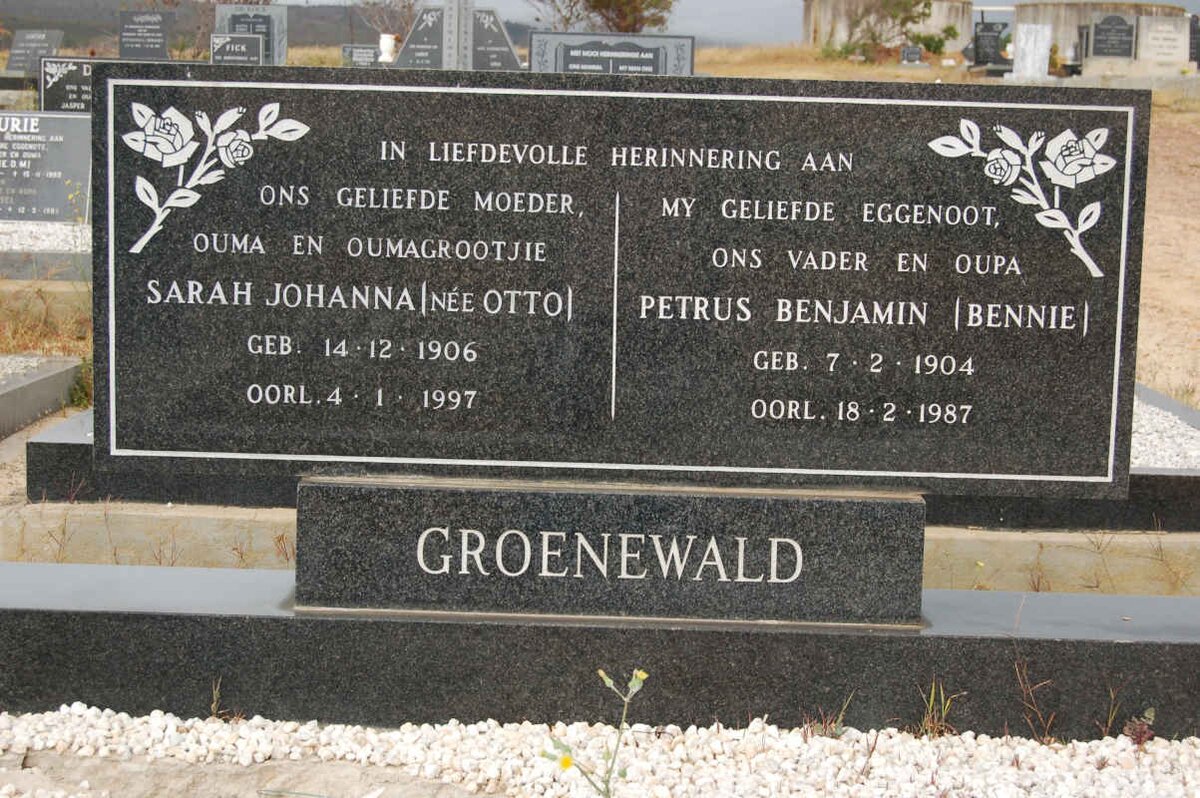 GROENEWALD Petrus Benjamin 1904-1987 &amp; Sarah Johanna OTTO 1906-1997