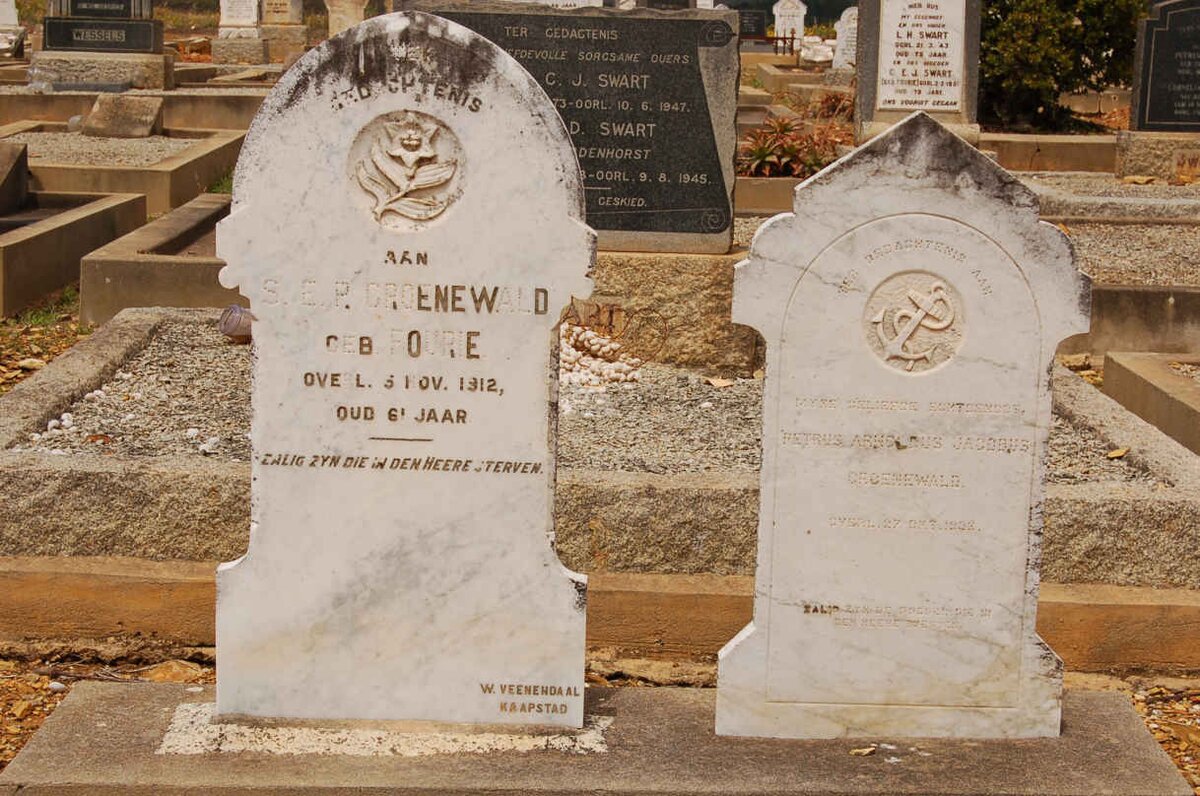 GROENEWALD Petrus Arnoldus Jacobus -19?8 &amp; S.E.P. FOURIE -1912