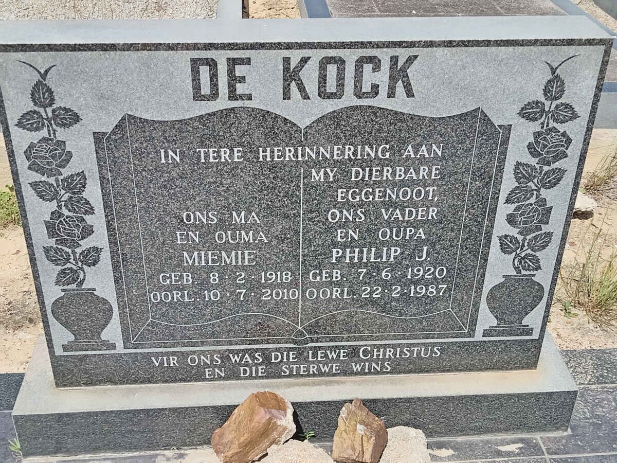KOCK Philip J., de 1920-1987 &amp; Miemie 1918-2010
