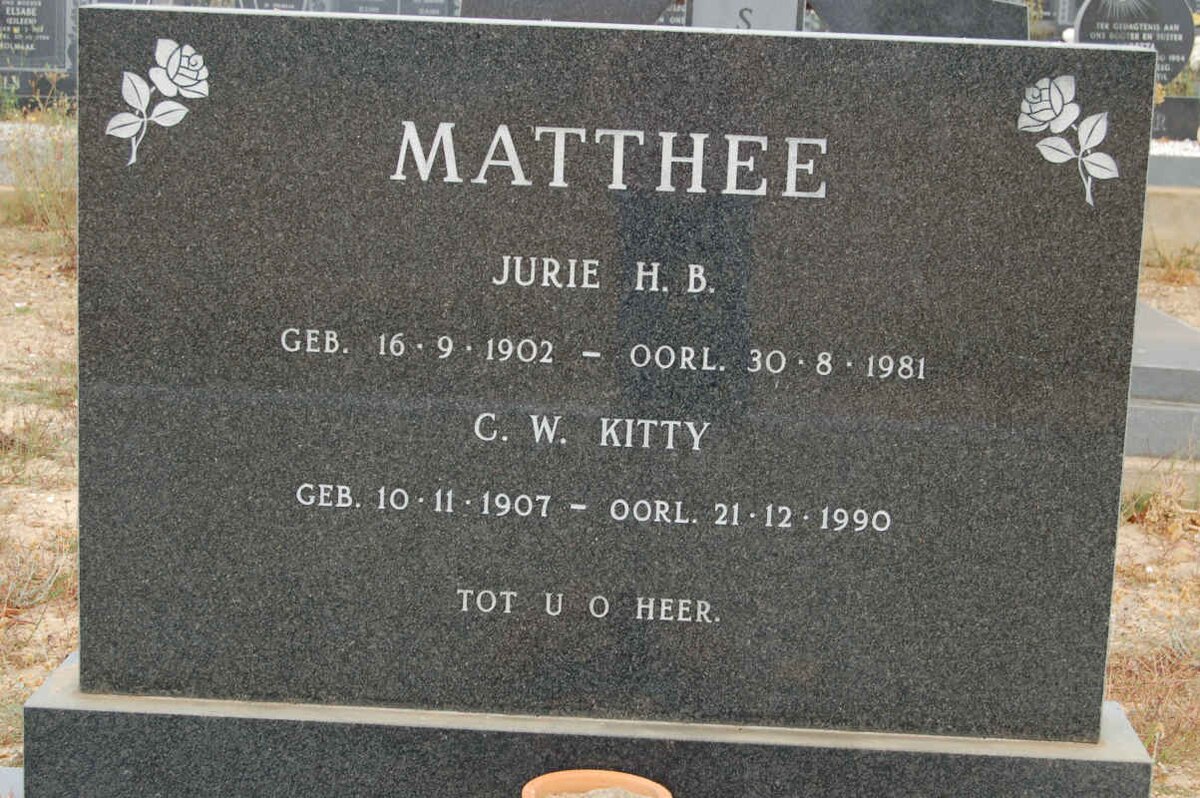 MATTHEE Jurie H.B. 1902-1981 &amp; C.W. 1907-1990