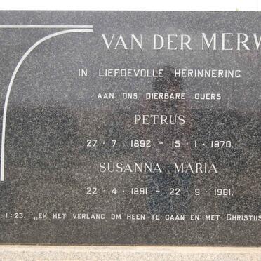 MERWE Petrus, van der 1892-1970 &amp; Susanna Maria 1891-1961