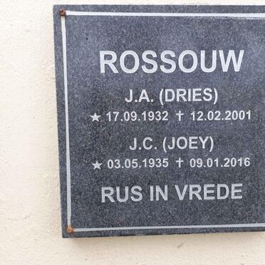 ROSSOUW J.A. 1932-2001 &amp; J.C. 1935-2016