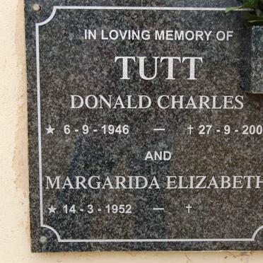 TUTT Donald Charles 1946-2006 &amp; Margarida Elizabeth 1952-