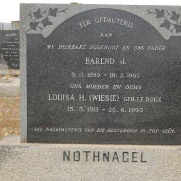 NOTHNAGEL Barend J. 1899-1965 &amp; Louisa H. LE ROUX 1912-1993