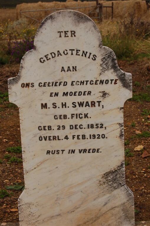 SWART M.S.H. nee FICK 1852-1920