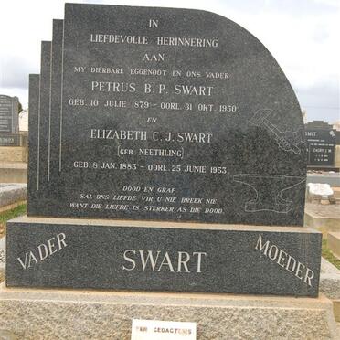 SWART Petrus B.P. 1879-1950 &amp; Elizabeth C.J. NEETHLING 1883-1953