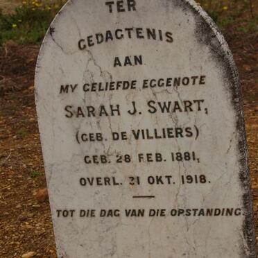SWART Sarah J. nee DE VILLIERS 1881-1918
