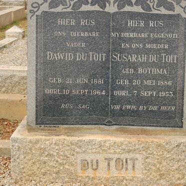 TOIT Dawid, du 1881-1964 &amp; Susarah BOTHMA 1886-1953