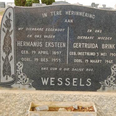 WESSELS Hermanus Eksteen 1897-1955 &amp; Gertruida Brink NEETHLING 1903-1961