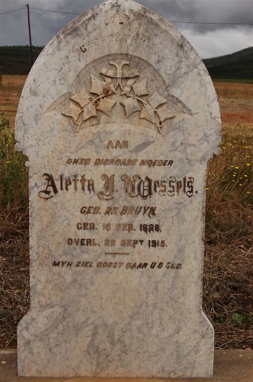 WESSELS Aletta Y. nee DE BRUYN 1828-1915