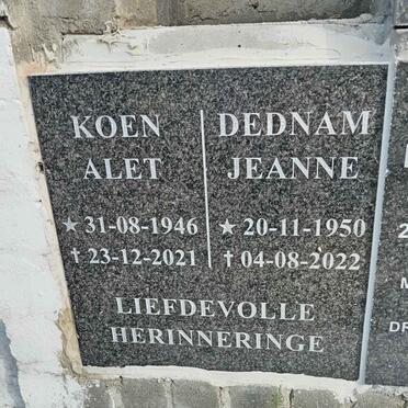 KOEN Alet 1946-2021 :: DEDNAM Jeanne 1950-2022