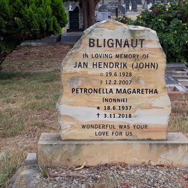 BLIGNAUT Jan Hendrik 1928-2007 &amp; Petronella Magaretha 1937-2018