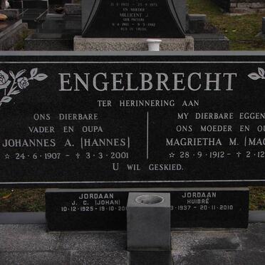 ENGELBRECHT Johannes A. 1907-2001 &amp; Magrietha M. 1912-1981 :: JORDAAN J.C. 1925-2001 :: JORDAAN Huibré 1937-2010