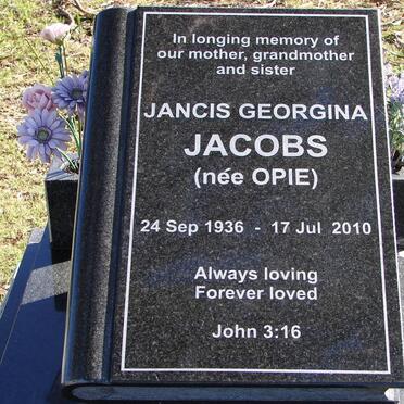 JACOBS Jancis Georgina nee OPIE 1936-2010