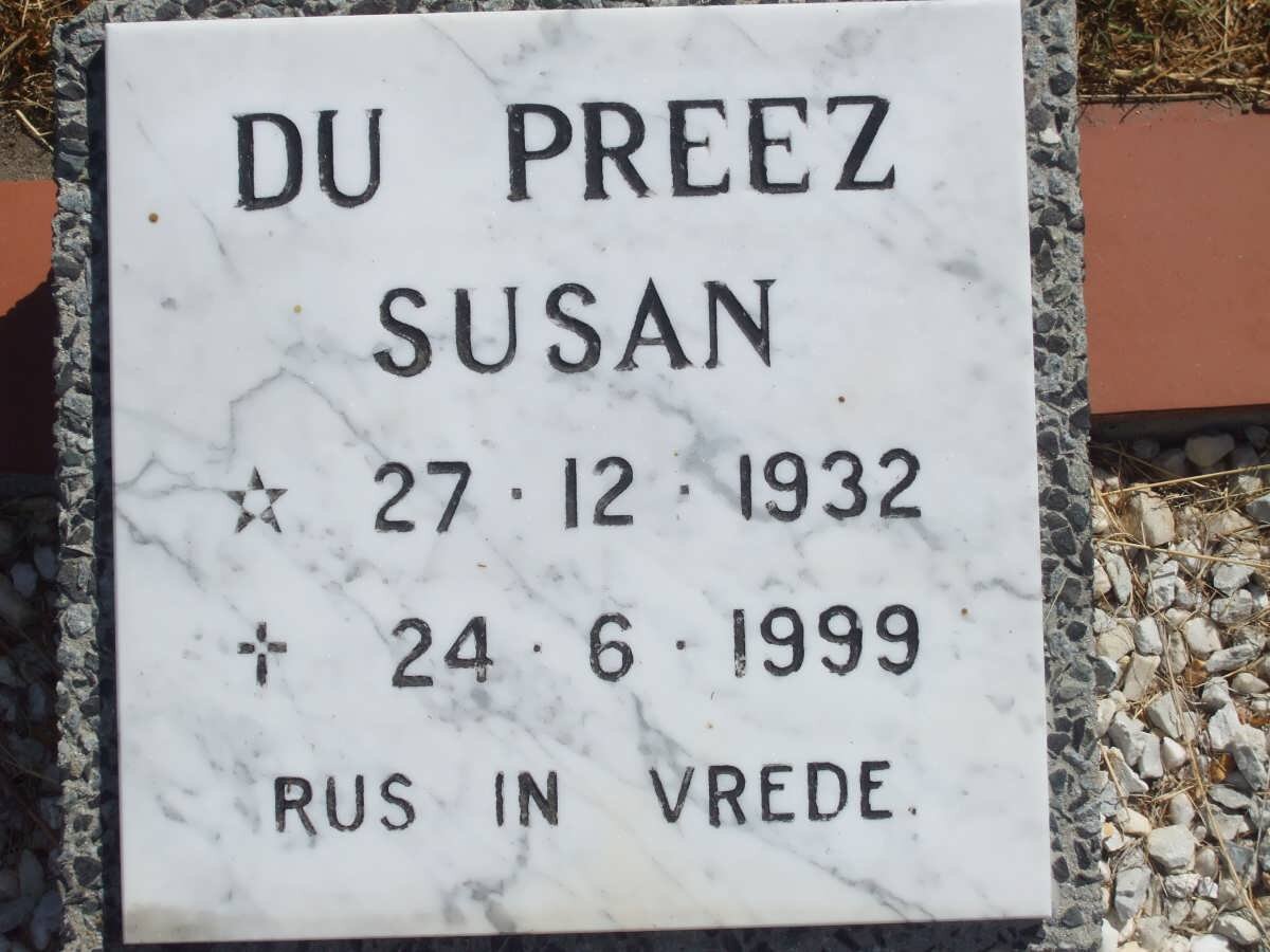 PREEZ Susan, du  1932-1999