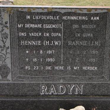 RADYN H.J.W. 1917-1990 &amp; J.M. 1919-1997