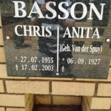 BASSON Chris 1955-2003 &amp; Anita VAN DER SPUY 1927-