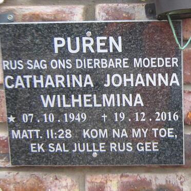 PUREN Catharina Johanna Wilhelmina 1949-2016
