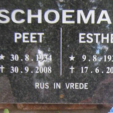 SCHOEMAN Peet 1934-2008 &amp; Esther 1934-2011