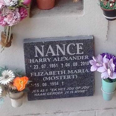 NANCE Harry Alexander 1951-2010 &amp; Elizabeth Maria nee MOSTERT 1954-