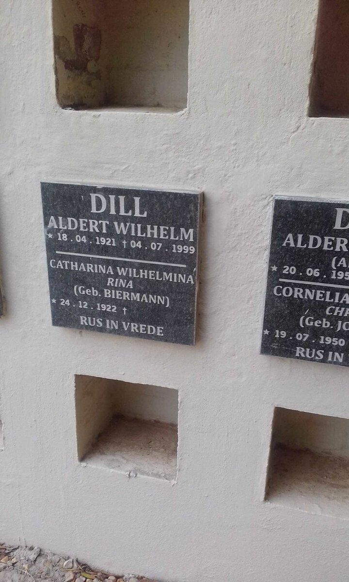 DILL Aldert Wilhelm 1921-1999 &amp; Catharina Wilhelmina BIERMANN 1922-