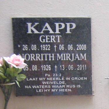 KAPP Gert 1922-2008 &amp; Norrith Mirjam 1926-2011