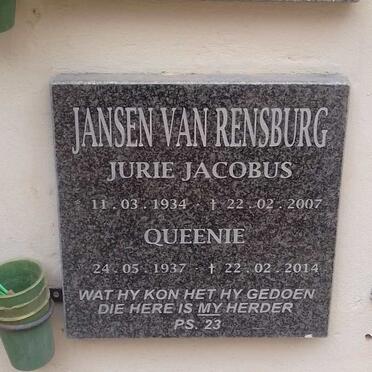 RENSBURG Jurie Jacobus, Jansen van 1934-2007 &amp; Queenie 1937-2014