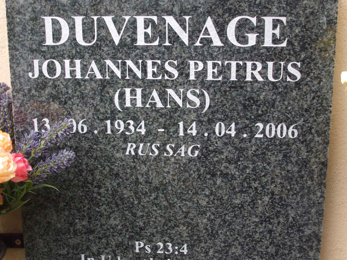 DUVENAGE Johannes Petrus 1934-2006