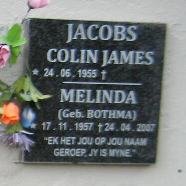 JACOBS Colin James 1955- &amp; Melinda BOTHMA 1957-2007