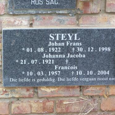 STEYL Johan Frans 1922-1998 &amp; Johanna Jacoba 1921- :: STEYL Francois 1957-2004