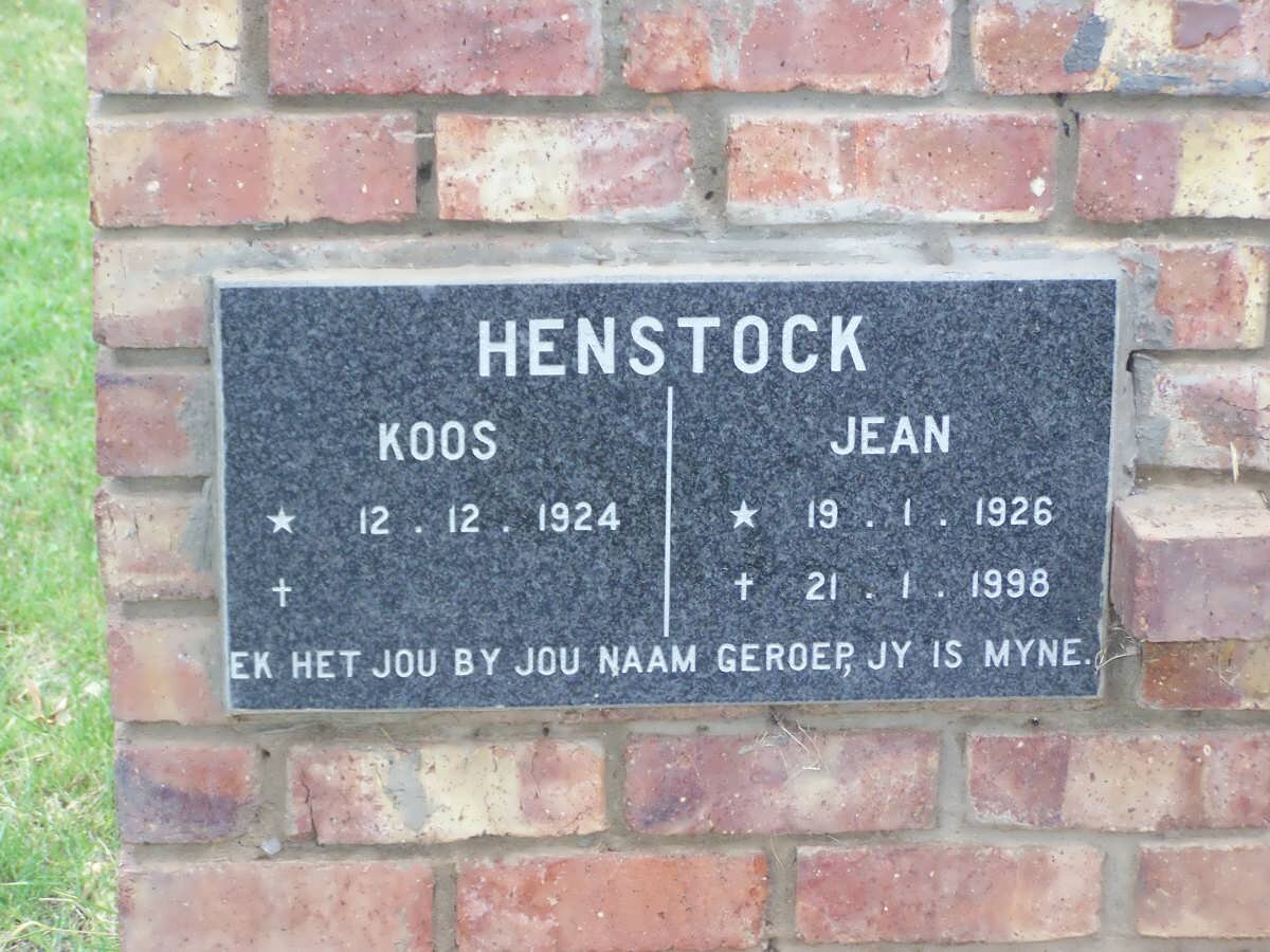 HENSTOCK Koos 1924- &amp; Jean 1926-1998 