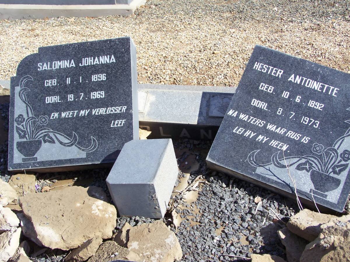 ?LAN? Hester Antoinette 1892-1973 :: ?LAN? Salomina Johanna 1896-1969