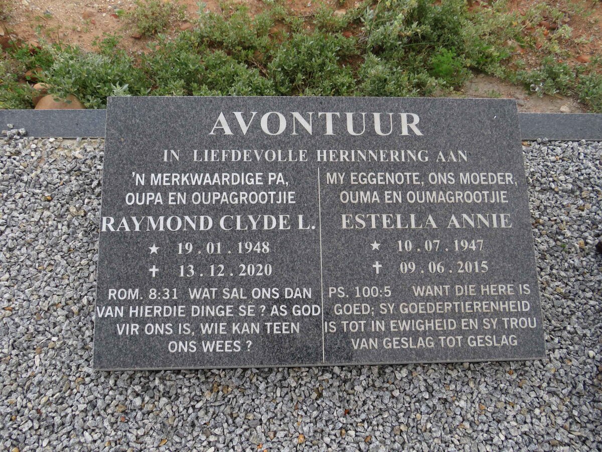 AVONTUUR Raymond Clyde L. 1948-2020 & Estella Annie 1947-2015