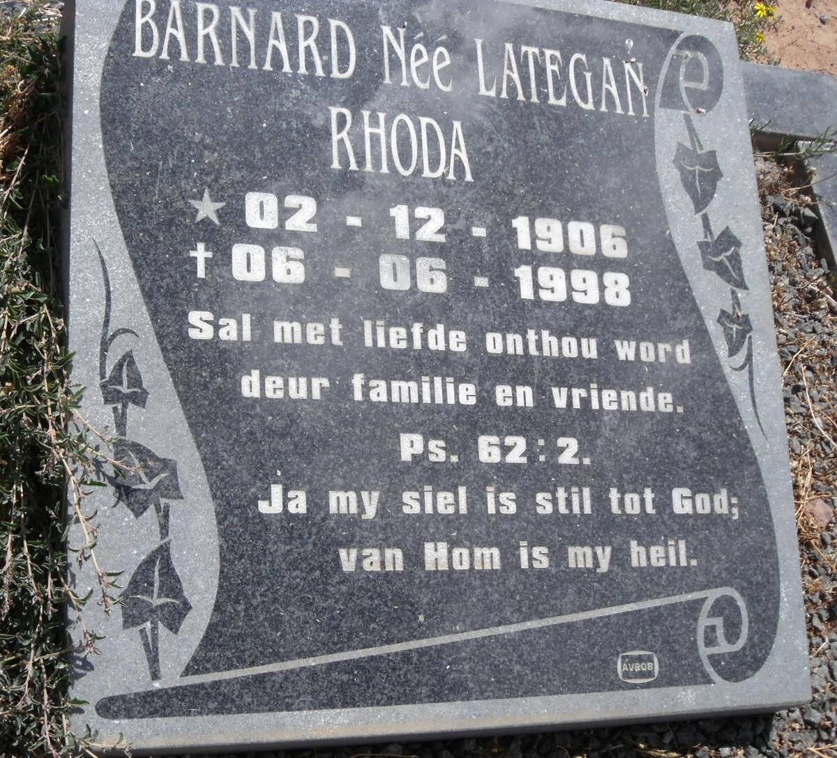 BARNARD Rhoda nee LATEGAN 1906-1998